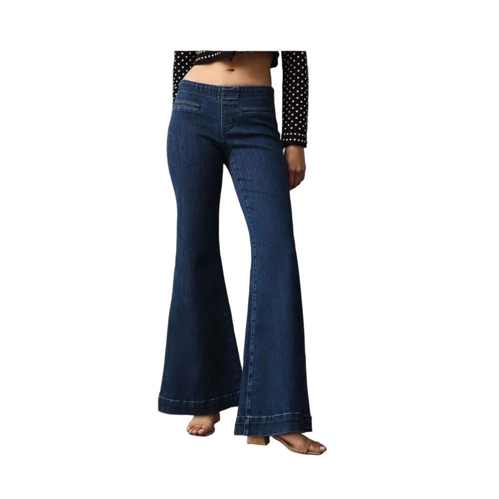 Anthropologie Pilcro Retro Low-Rise Pull On Flare Jeans 22W Blue Plus Size